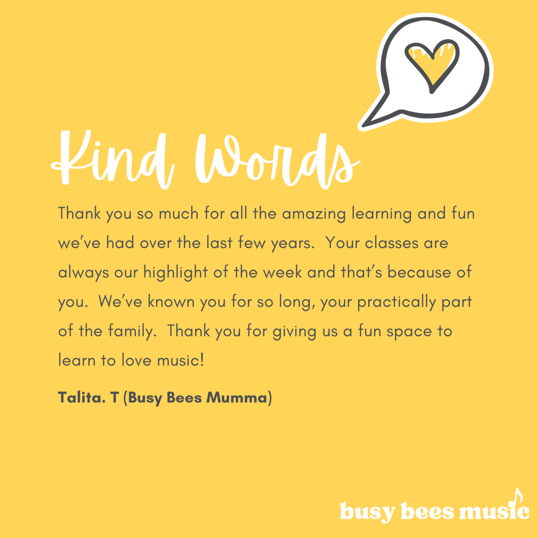 A beautiful testimonial from a family who had all 3 of their children enrolled at Busy Bees Music