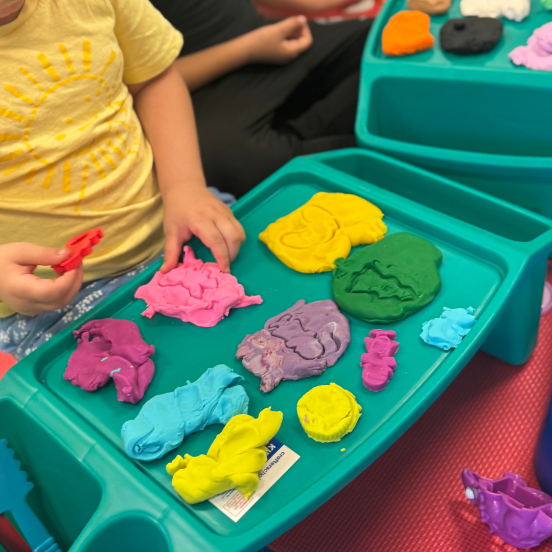 Kids playing with playdough