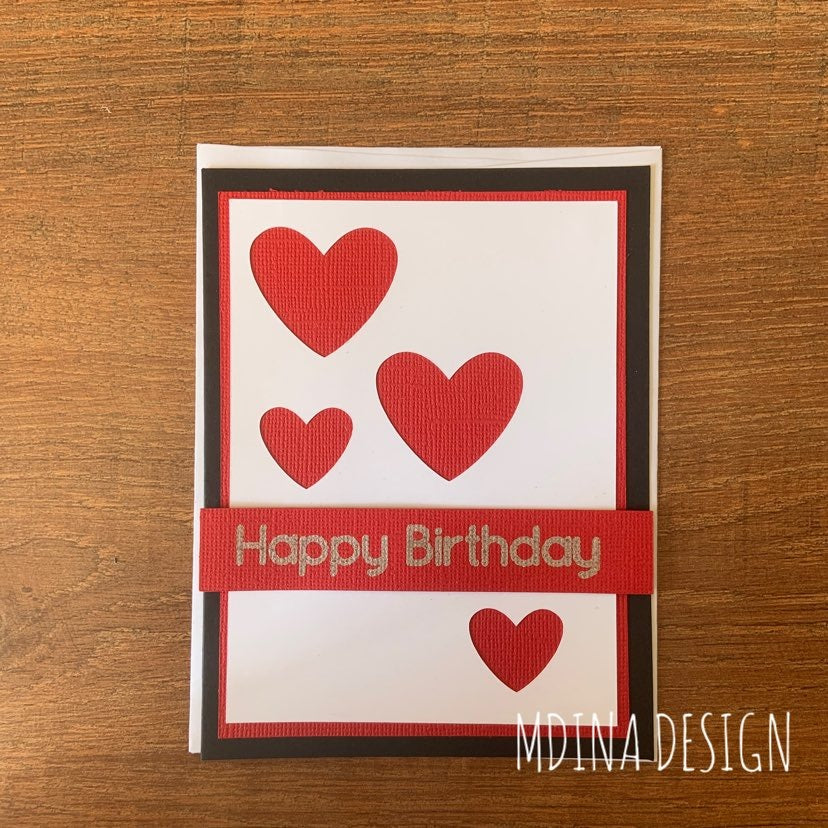 Handmade Card:  Hearts Happy Birthday ❤️