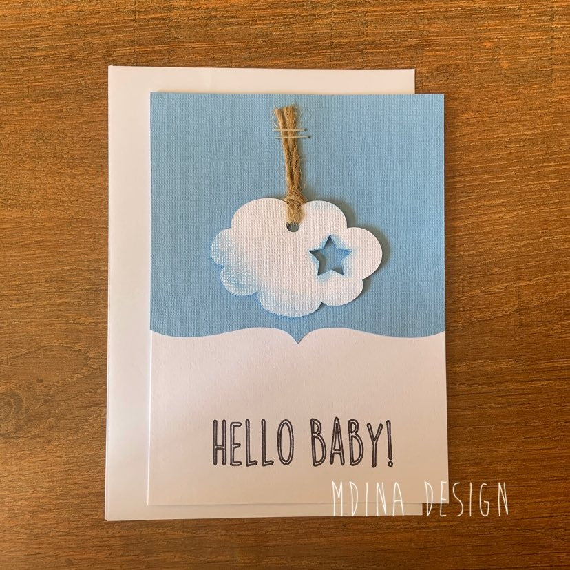 Handmade Card:  Hello Baby ☁️💙
