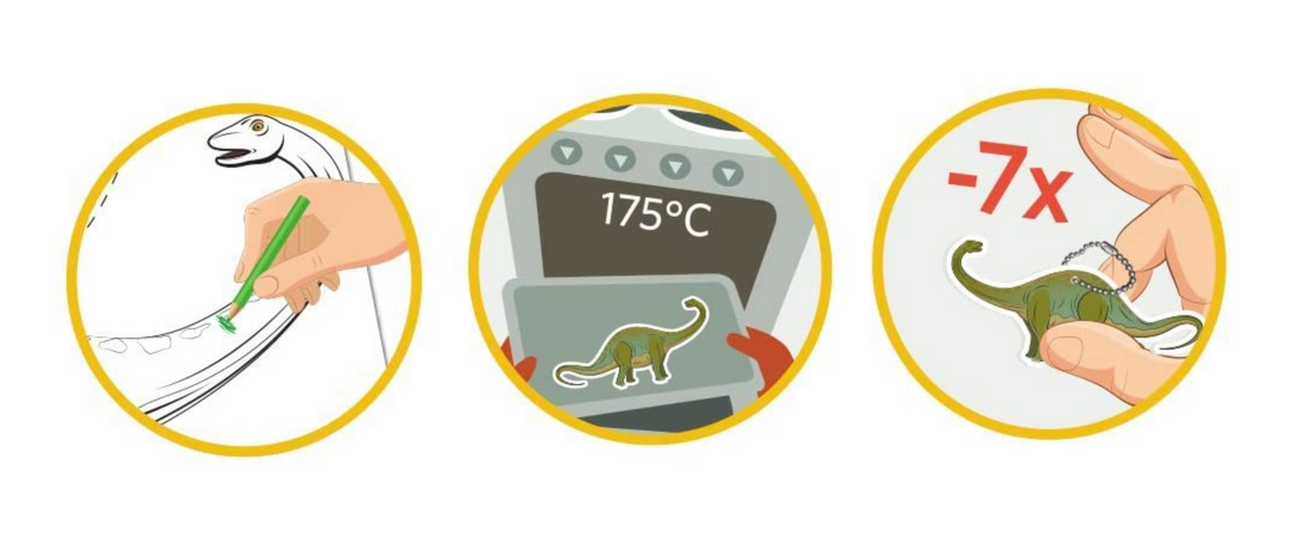 Shrinkles shrink plastic brontosaurus dinosaurs